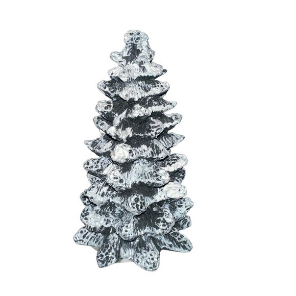 Vintage 1995 Village Square Pine Tree Covered in Snow Mervyns Christmas Holiday - Picture 1 of 6